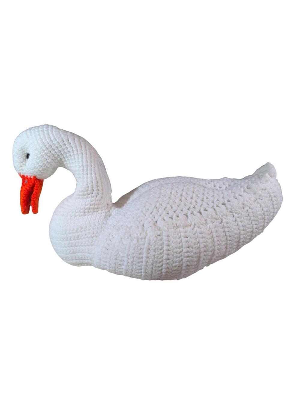 Handmade Crochetted Swan 14" Stuffed Animal Doll Decor Plush White Pillow